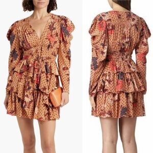 Ulla Johnson Oni Silk Mini Dress in Garden Rose Floral Ruffled Size 10